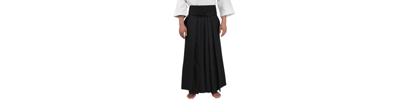 Black Tetron Aikido Hakama - Front View